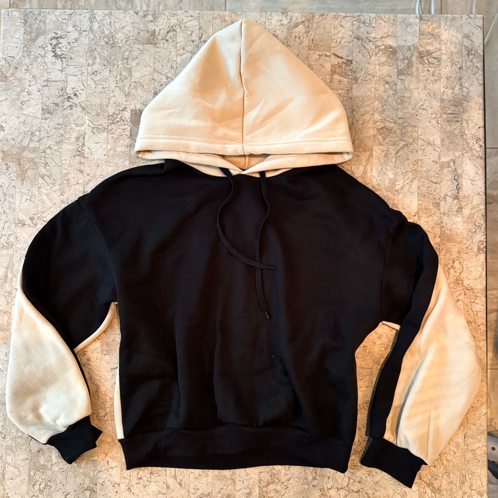 Two-Tone Black and Cream Women's Hoodie